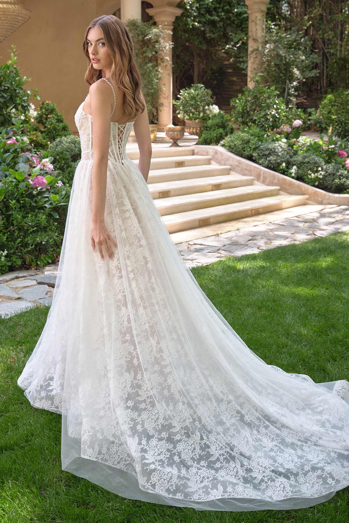 Andrea & Leo WL069 Off White/Nude A-Line Scoop Neckline Lace Wedding Dress