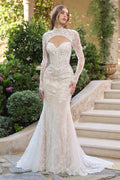 Andrea & Leo WL071 Fit and Flare Lace Overlay Wedding Dress with Bolero Jacket