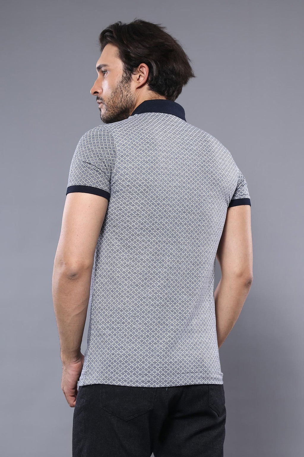 Patterned Grey Men's Polo T-Shirt | Wessi