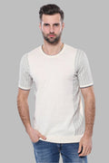 Circle Neck Patterned Cream Knitted T-Shirt - Wessi