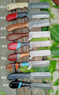 Cowboy Ranch Knives Collection - Damascus Steel Blades, Various Handle Materials - 8.25 Inches - KBS Knives Store