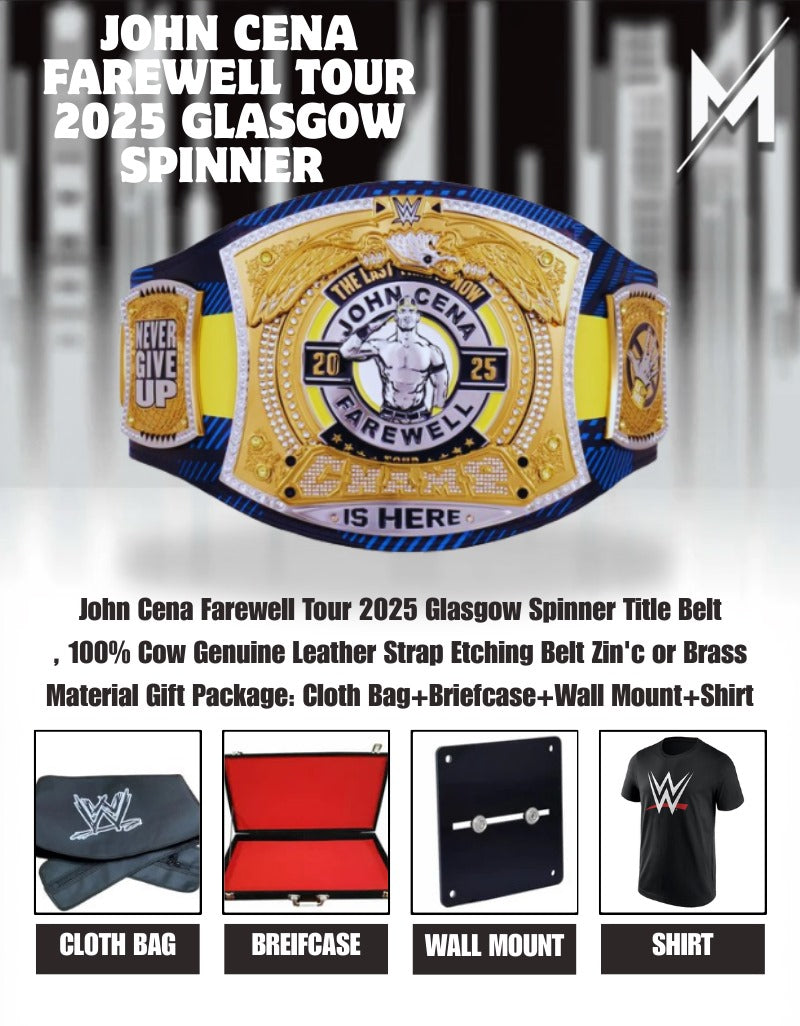 John Cena Farewell Tour 2025 Glasgow Spinner Championship Replica Title Belt