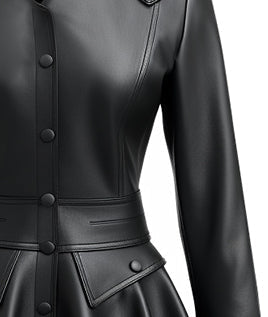 Women Black Peplum Leather Jacket