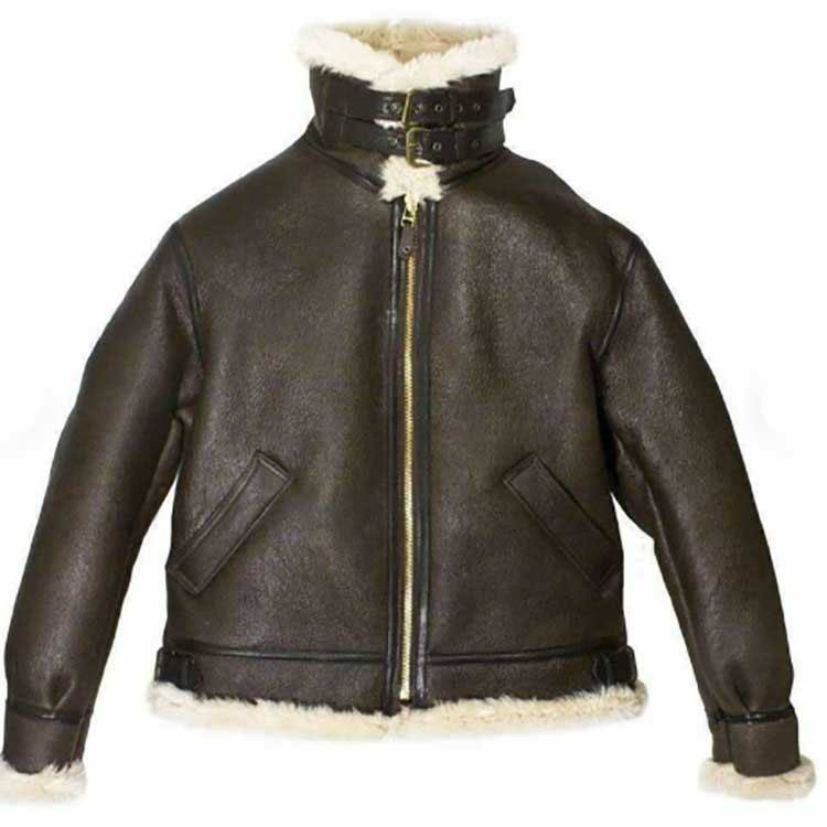 Women’s Brown Aviator Fur Shearling Leather Jacket