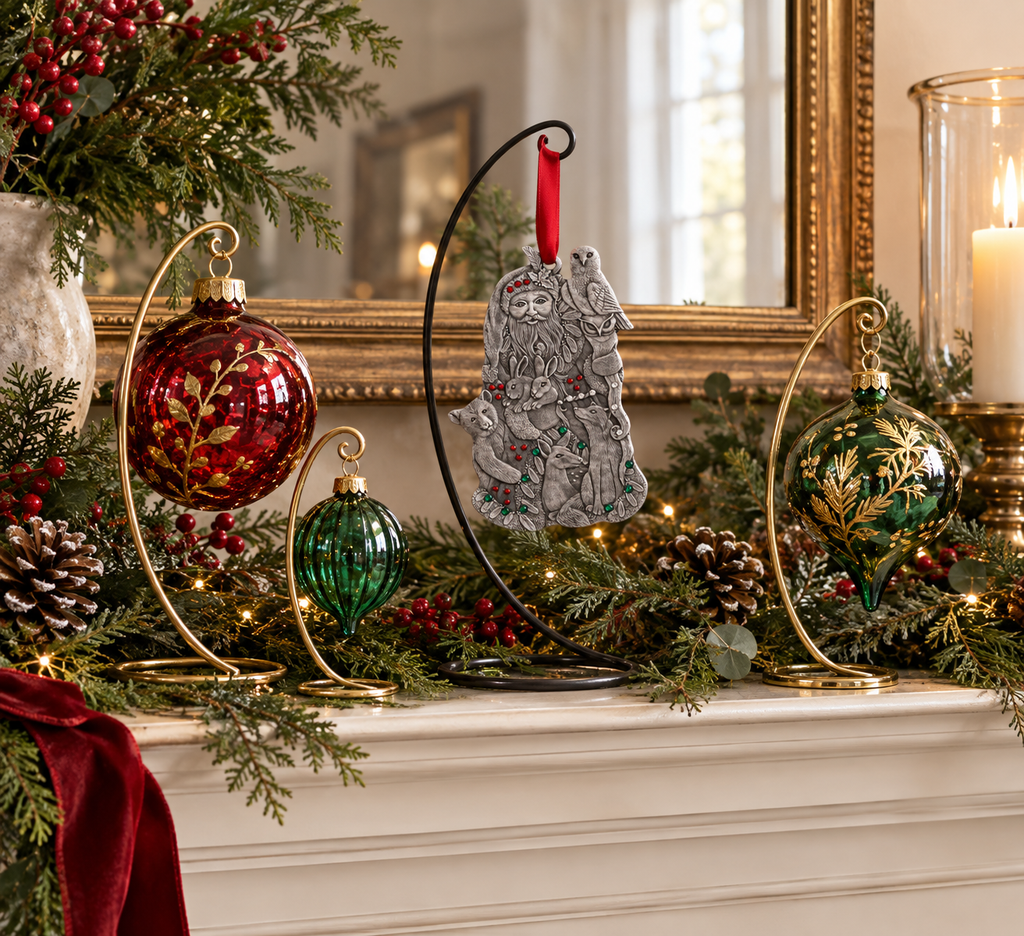 Woodland Santa Ornament (Aluminum)