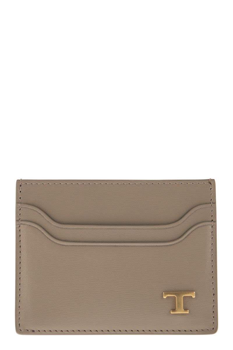 TOD'S Leather Card Holder Mini with Timeless Logo - W 10.5 x H 8 x D 0.5 CM