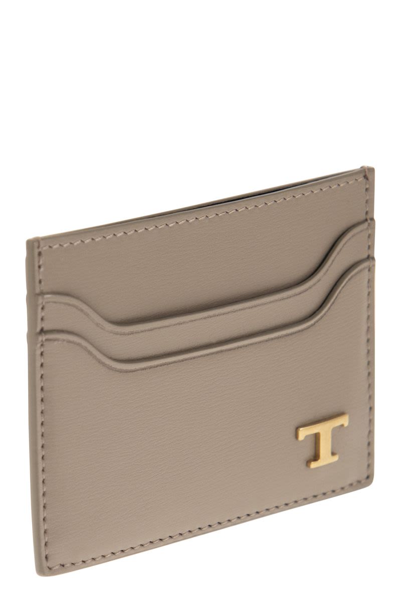 TOD'S Leather Card Holder Mini with Timeless Logo - W 10.5 x H 8 x D 0.5 CM