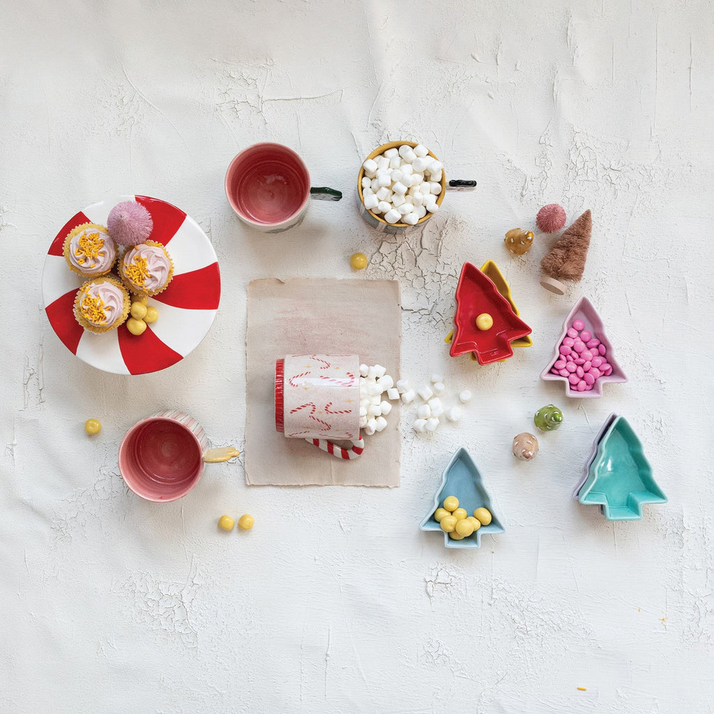 Hand-Painted Ceramic Peppermint Pedestal