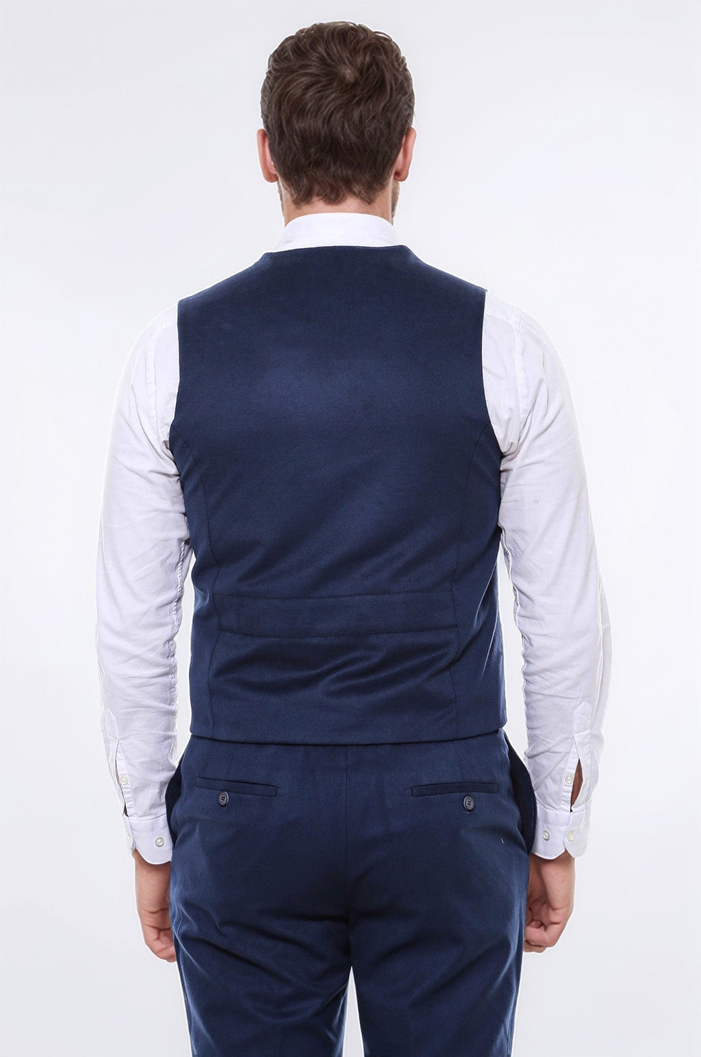 Navy Blue Plain 8 Buttoned Vest - Wessi