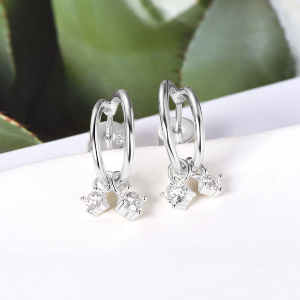 Platinum-Plated Pure Sterling Silver Sparkala™ C-Hoop Earrings