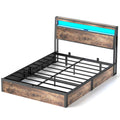 Frame With Hydraulic Lift Storage, RGB LED Lights & Multi-Port Charging, No Box Spring Needed