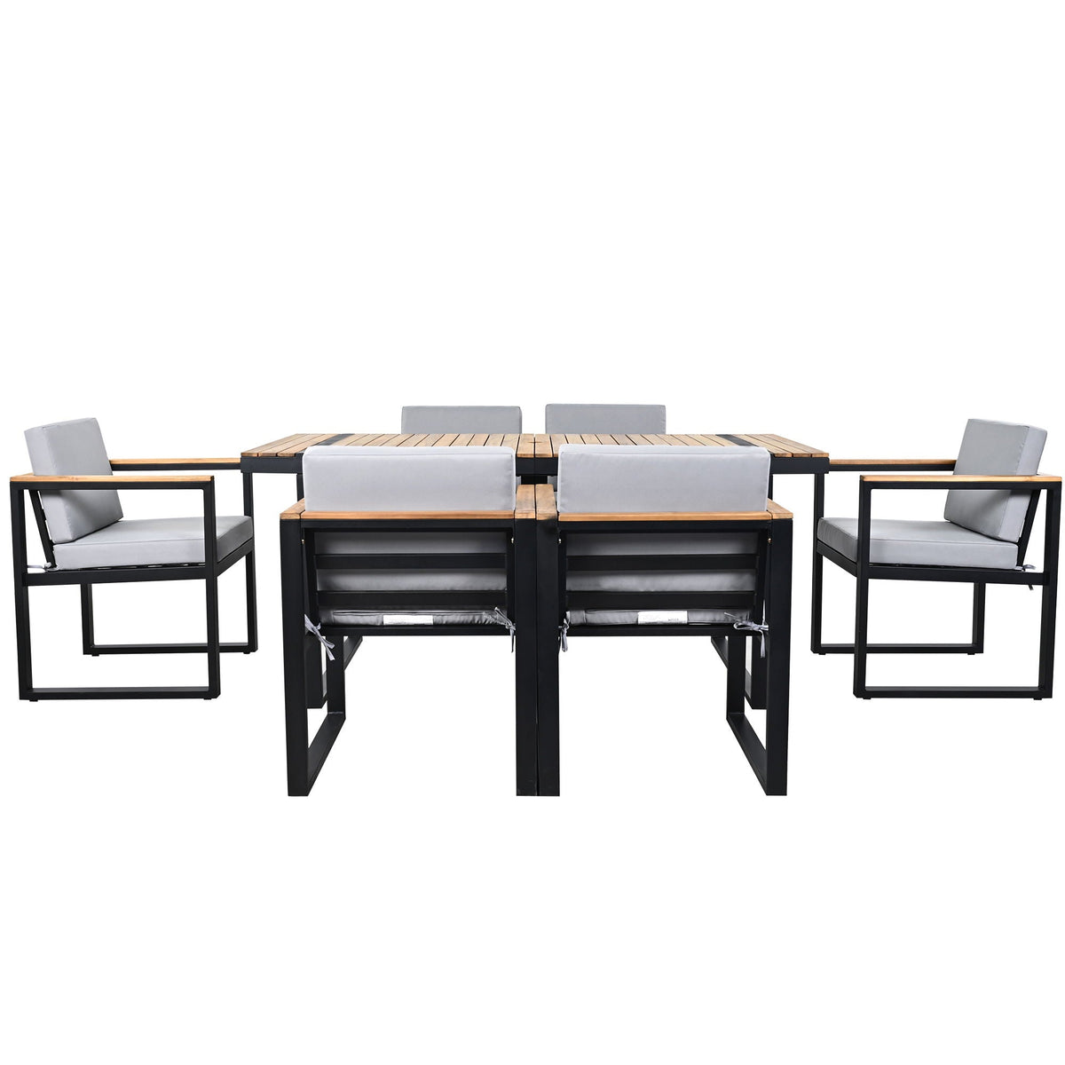 7 Pieces Outdoor Dining Set Patio Dining Table And Chair Set With And Removable Cushions For Patio