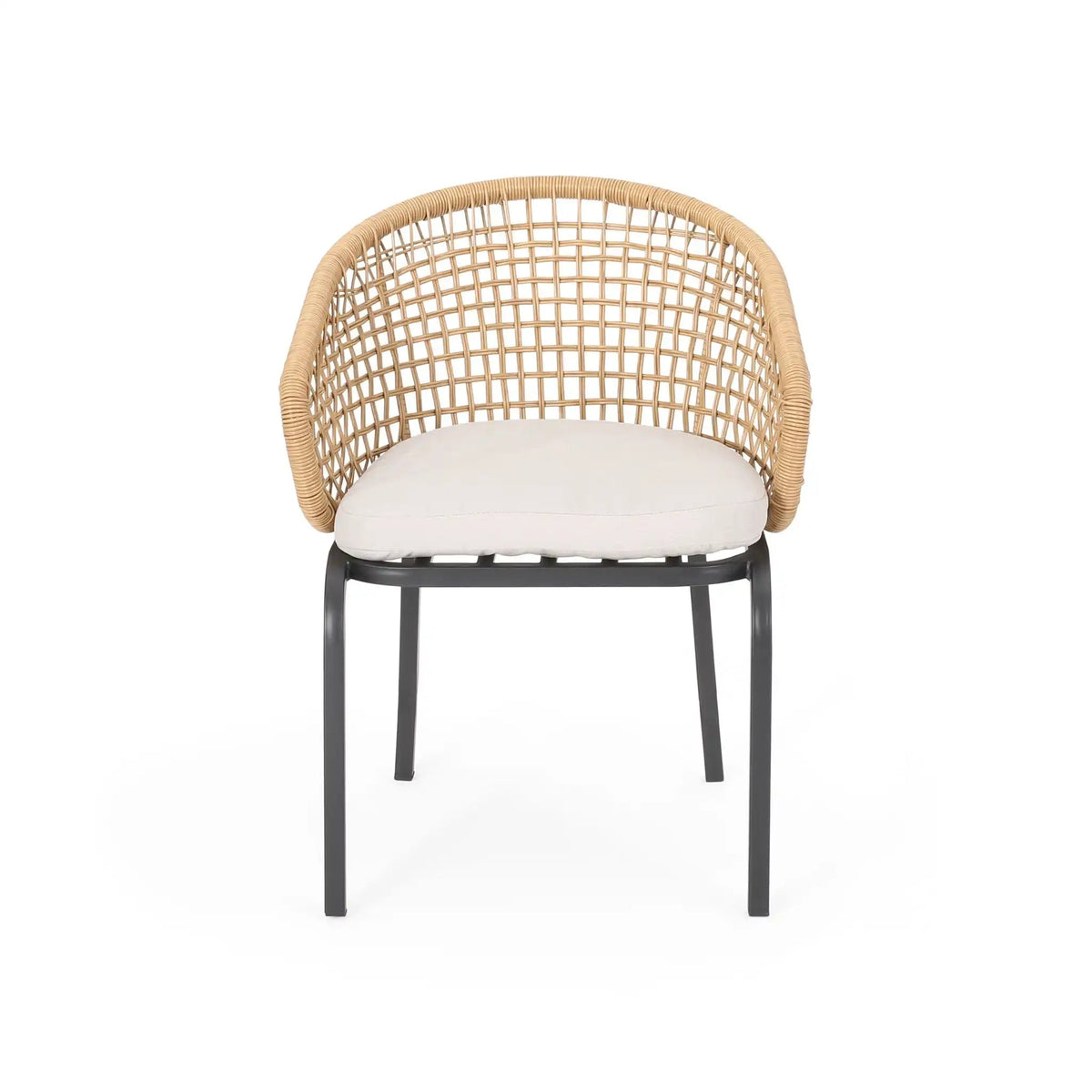 Outdoor Wicker Chair With Powder-Coated Iron Legs