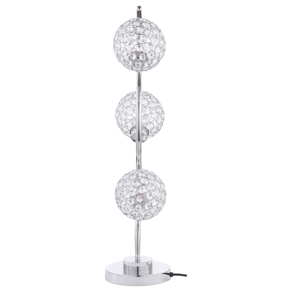 Vandy - 3 Light Curvy Table Lamp With Orb Shades - Chrome