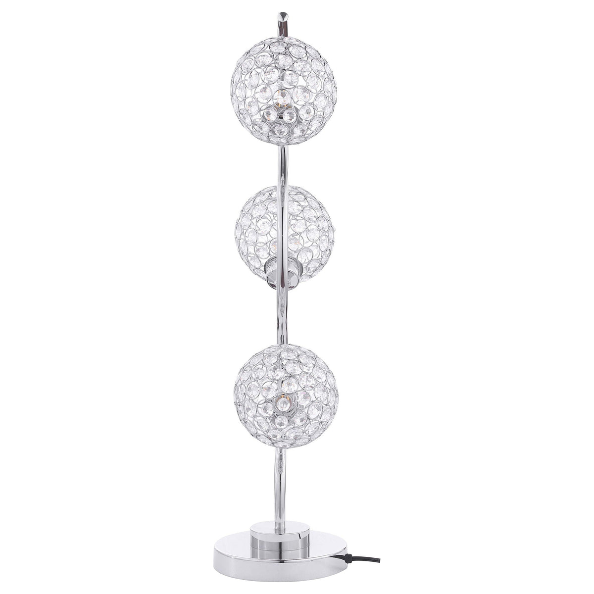 Vandy - 3 Light Curvy Table Lamp With Orb Shades - Chrome