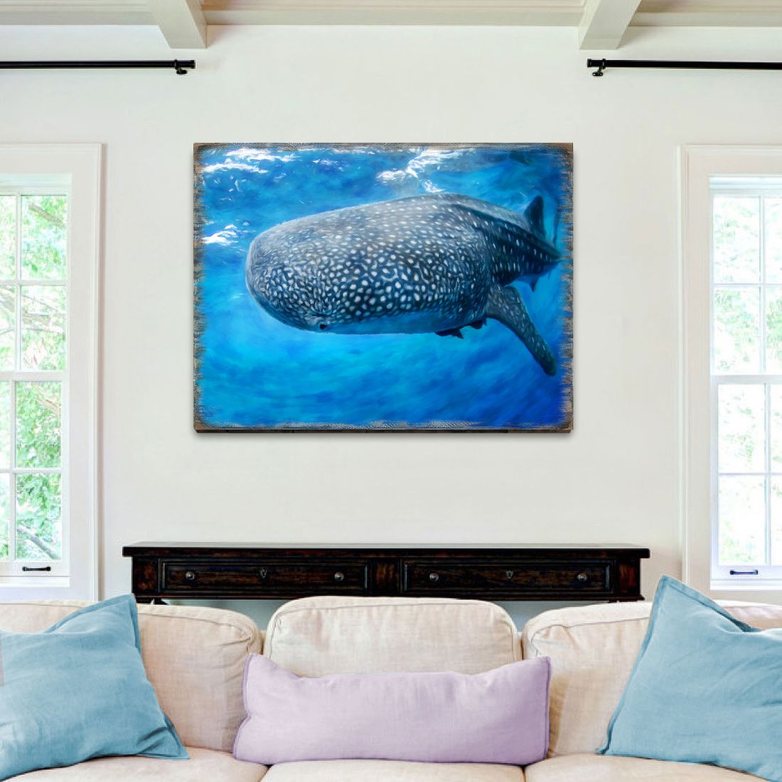 Blue Whale Art Wooden Wall Art by Nature Wonders - Nature Wildlife Decor  - 95401B