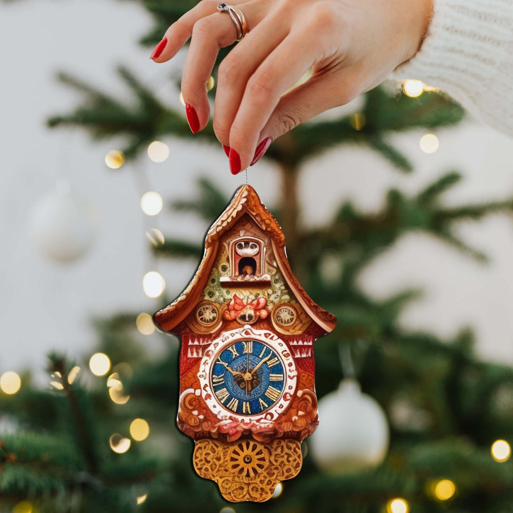 Miniature Clock Decorative Eco Wood Ornaments Set of 3 by G. Debrekht - Christmas Decor - 8091020-S3