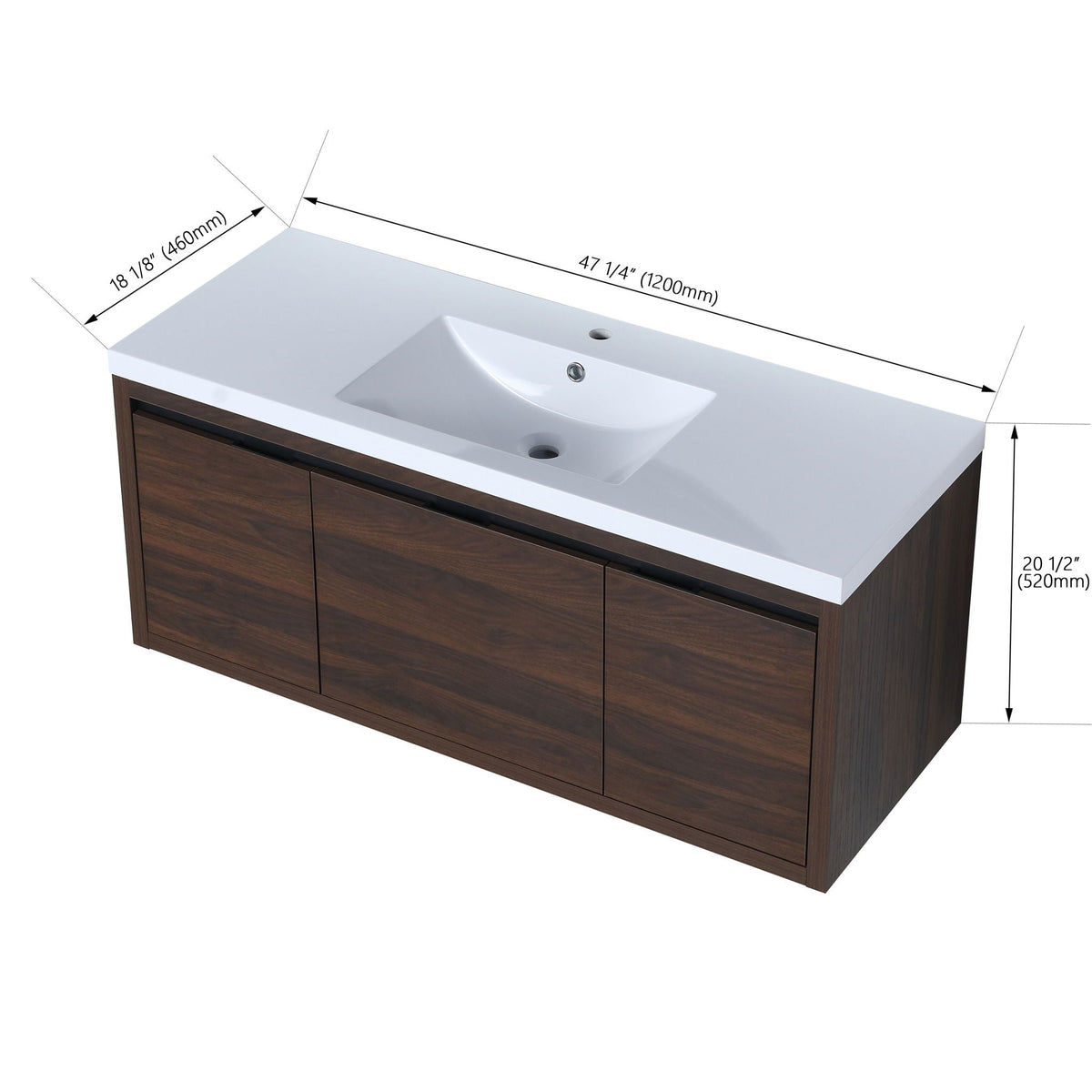 Floating Bathroom Vanity with Resin Sink and Soft-Close Doors