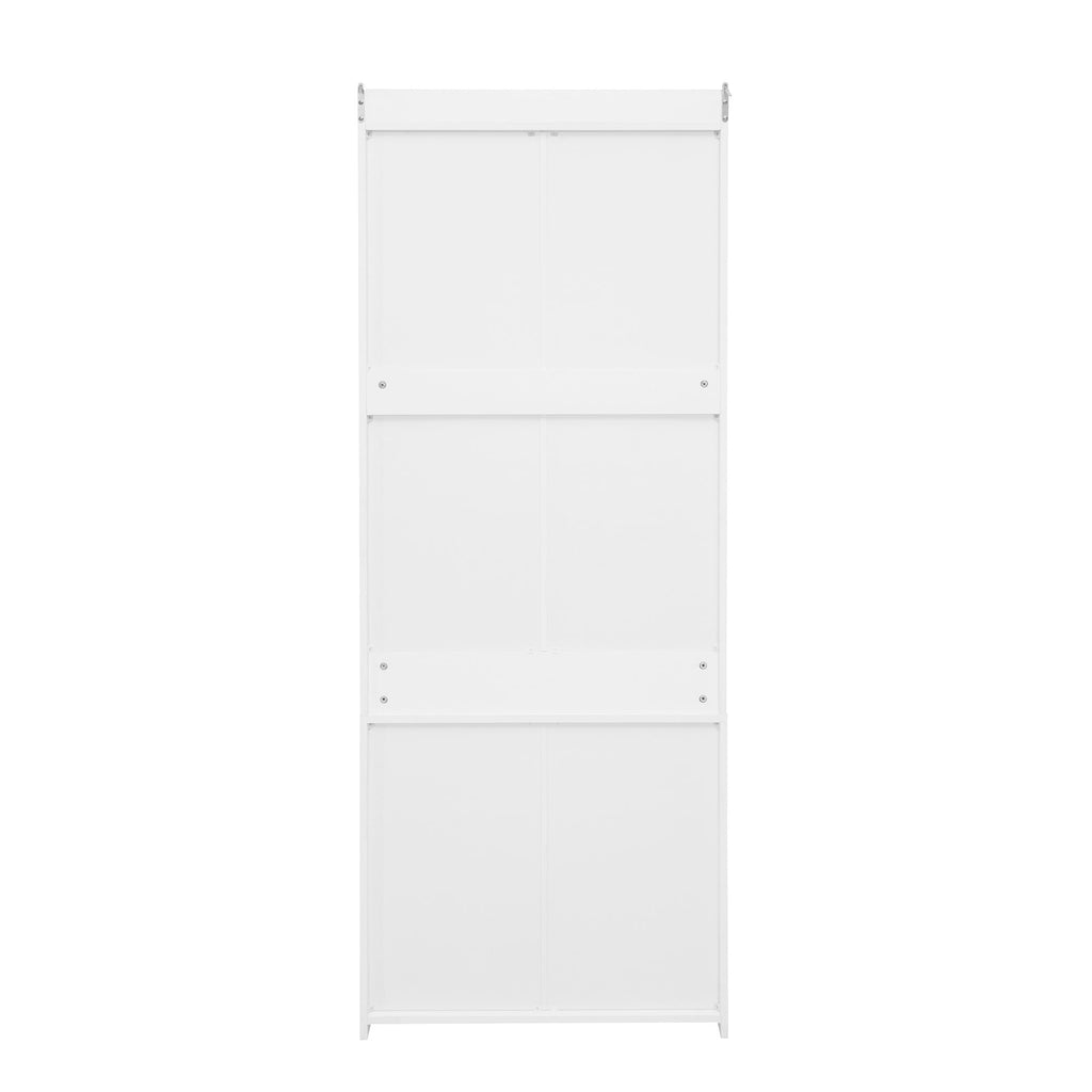 Wardrobe With 3 Drawers High Wardrobe Armoire With Rattan For Living Room Organizer - White