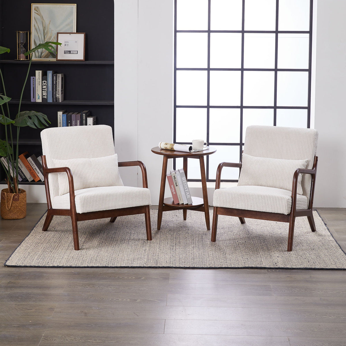 Accent Chair With Pillow And Wood Frame