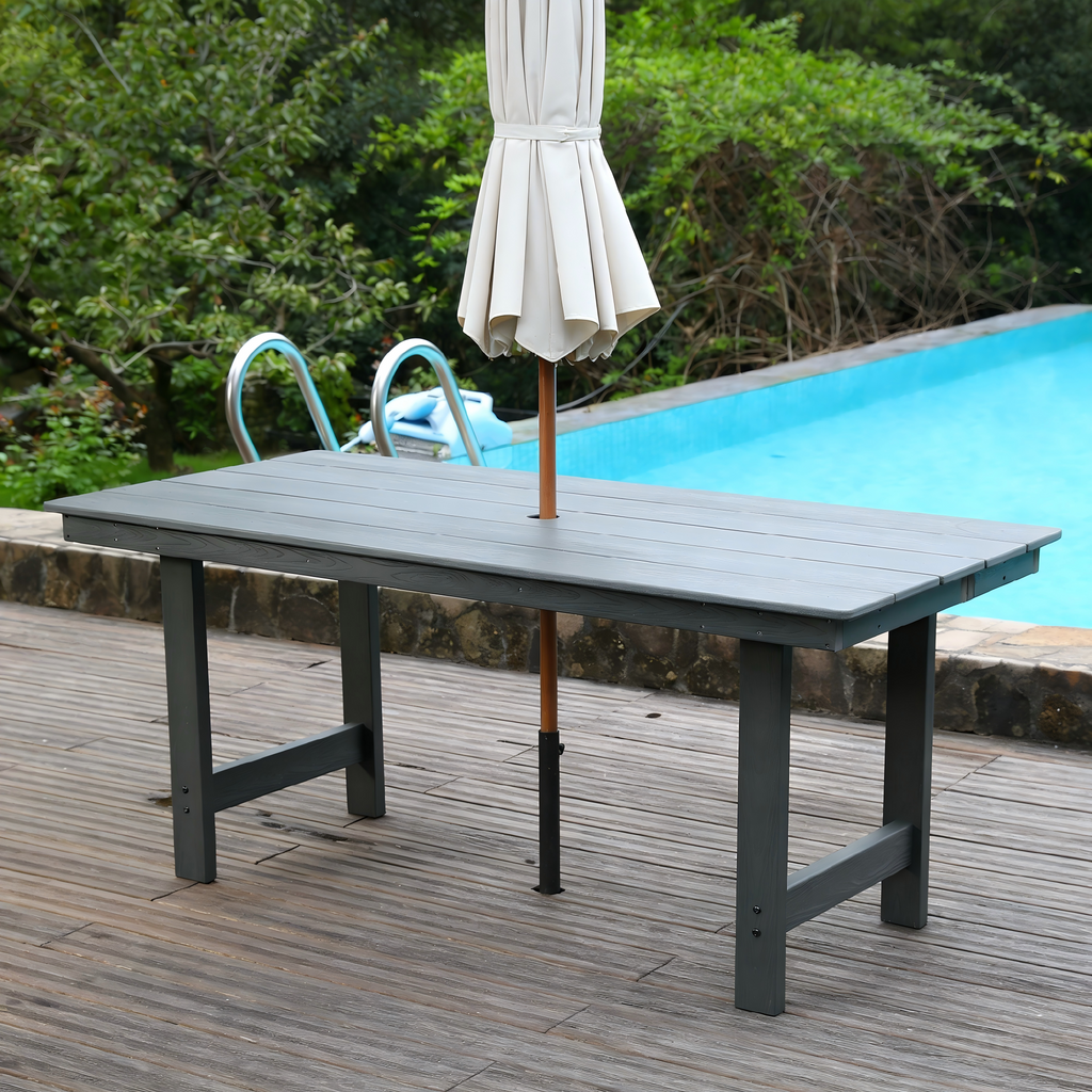 HDPE Outdoor Patio Dining Set - Table and Six Chairs
