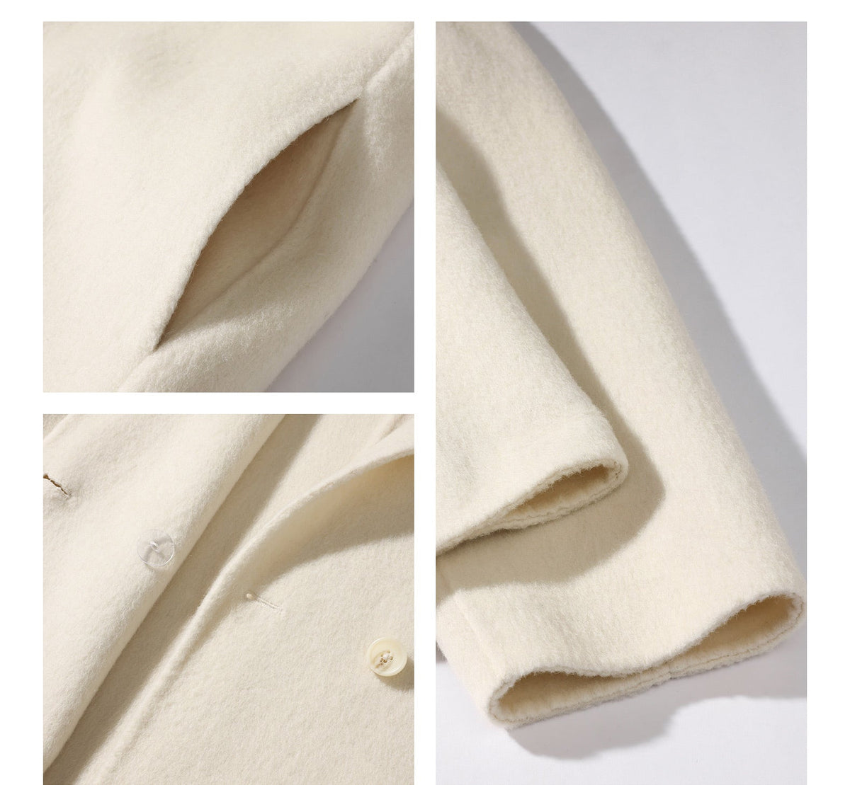 Double Breasted White Wool Coat For Women Autumn And Winter Double-sided Medium To Long Style