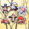 American flag Clip-On Eco Wood Decorative Ornaments Set of 6 by G. Debrekht - Patriotic Decor - 8090002C-S6