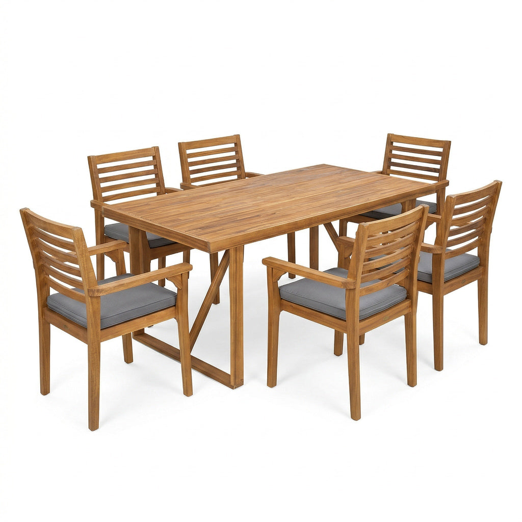 7 Pieces Acacia Wood Outdoor Dining Set