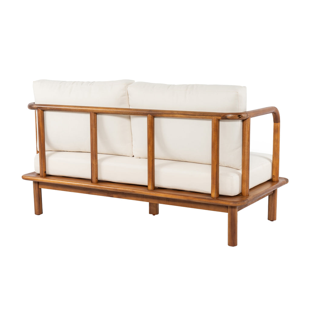 Canape 4-Pieces Acacia Conversation Set with Cream Cushion, Teak