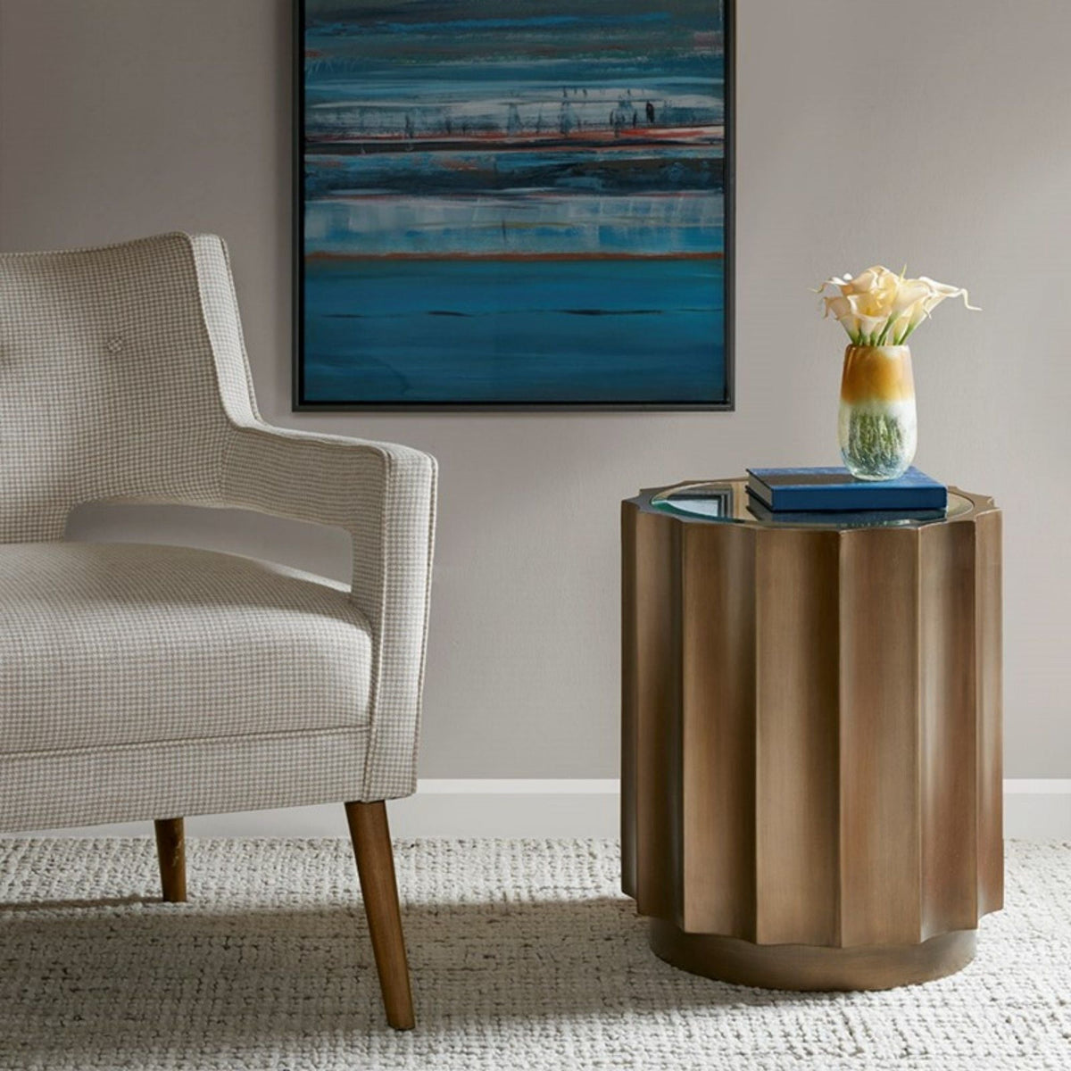 Valentina - Accent Table With Scalloped Edge Design - Bronze