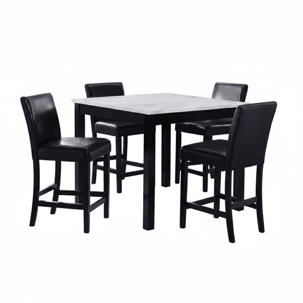 Modern 5 Piece Counter Height Dining Set With Tufted Nail Head Chairs