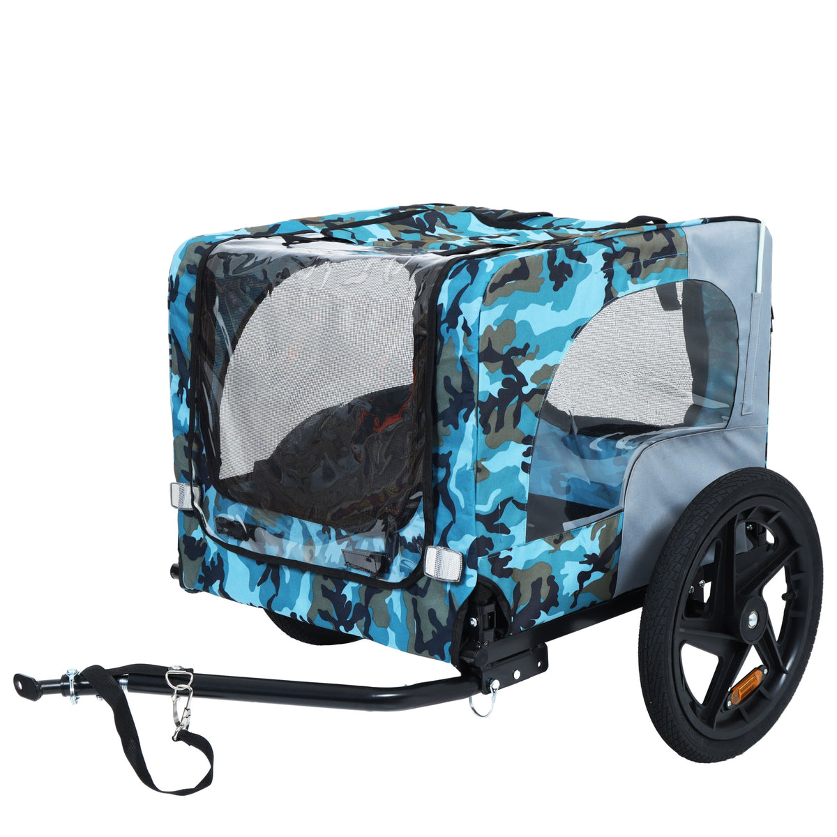 Outdoor Heavy Duty Collapsible Pet Bike Trailer with 16-Inch Wheels