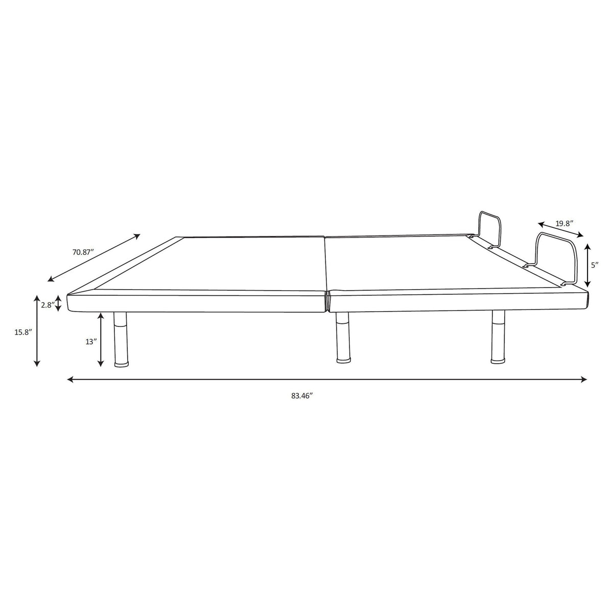 California King Adjustable Bed Base With Ergonomic Support And Wireless Remote Control - Black
