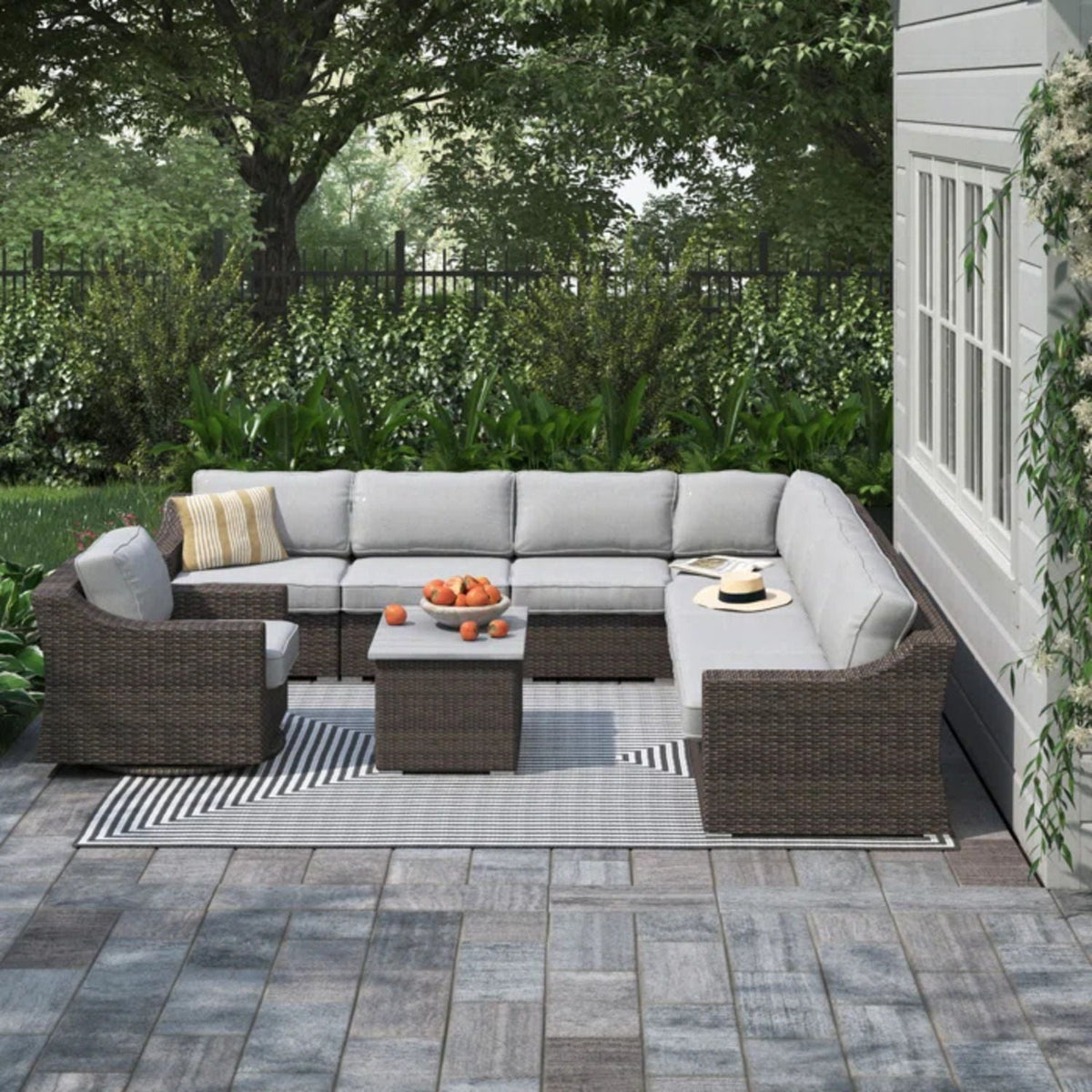 Stylish Sofa Seating Group With Cushions Perfect For Outdoor Gatherings
