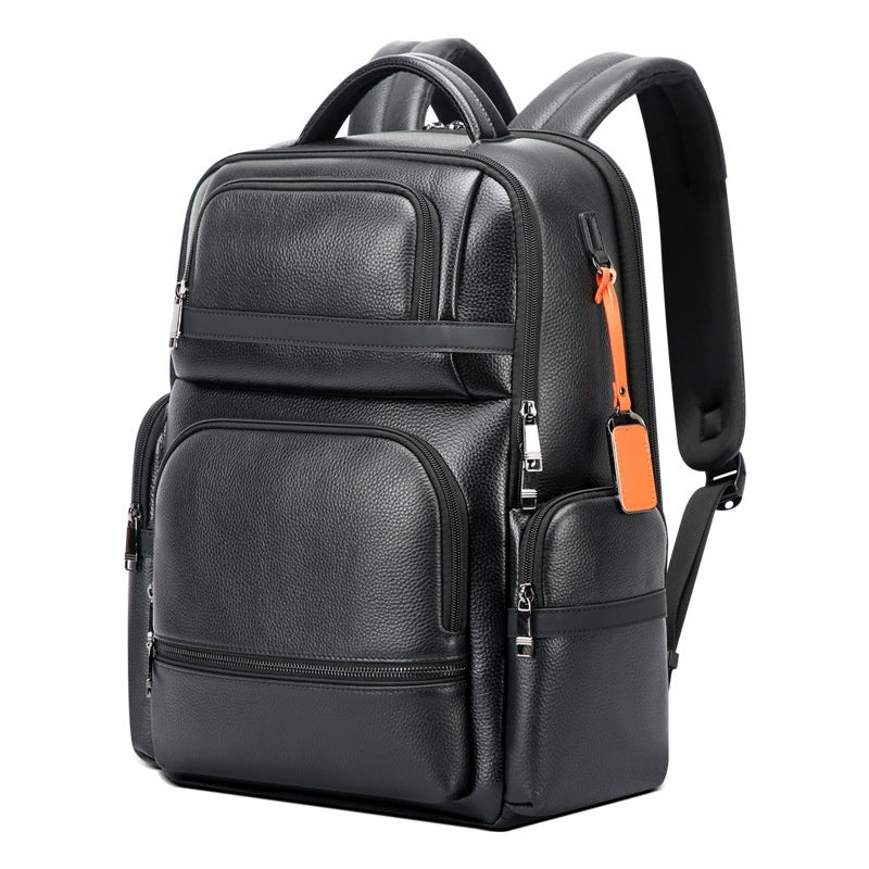 Business Leather Men's Backpack Large Capacity Computer Bag