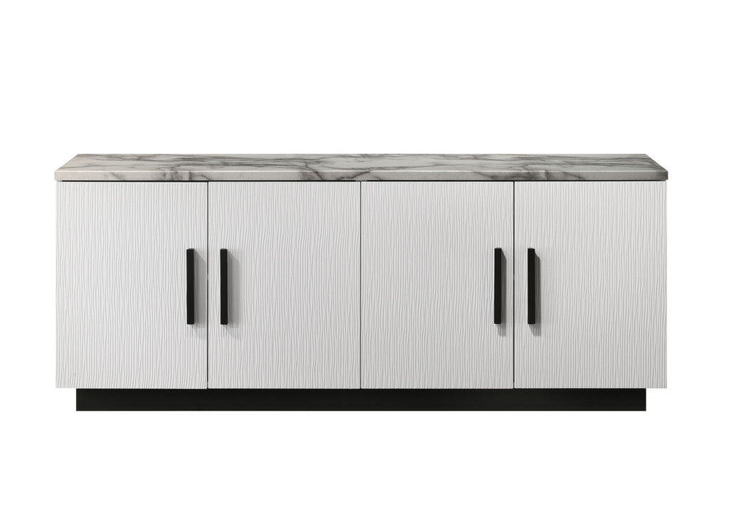 Matilda Cabinet Console Table with White Faux Marble Top