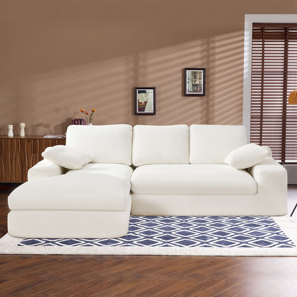 Compressed Sofa With 3 Back Cushions, 2 Throw Pillows
