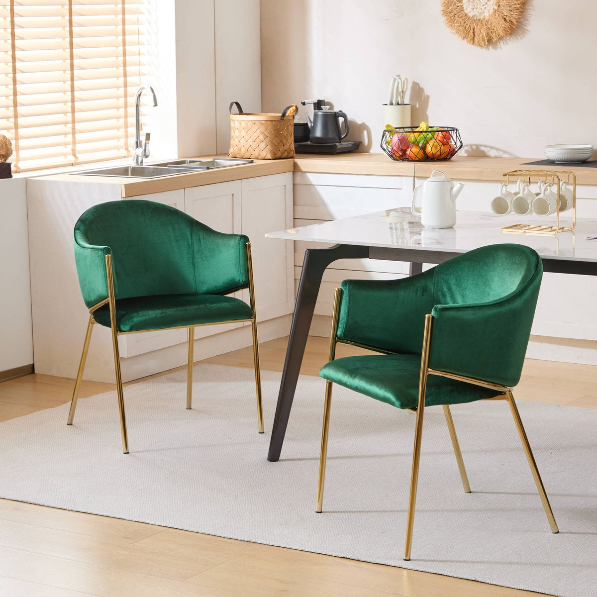 Modern Upholstered Dining Chair With Plush Velvet and Metal Frame