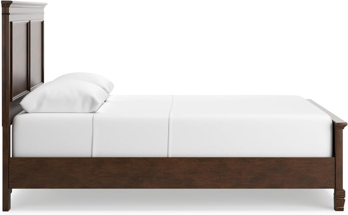 Signature Design by Ashley Danabrin Traditional Queen Panel Bed with Tapered Feet, Foundation or Box Spring Needed, Dark Brown