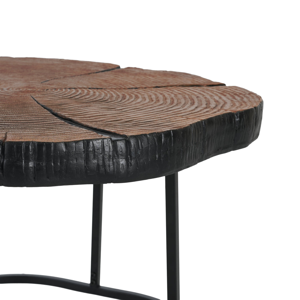 Irregular Coffee Table, 27" Modern MGO Top with Natural Wood & Black Metal Base
