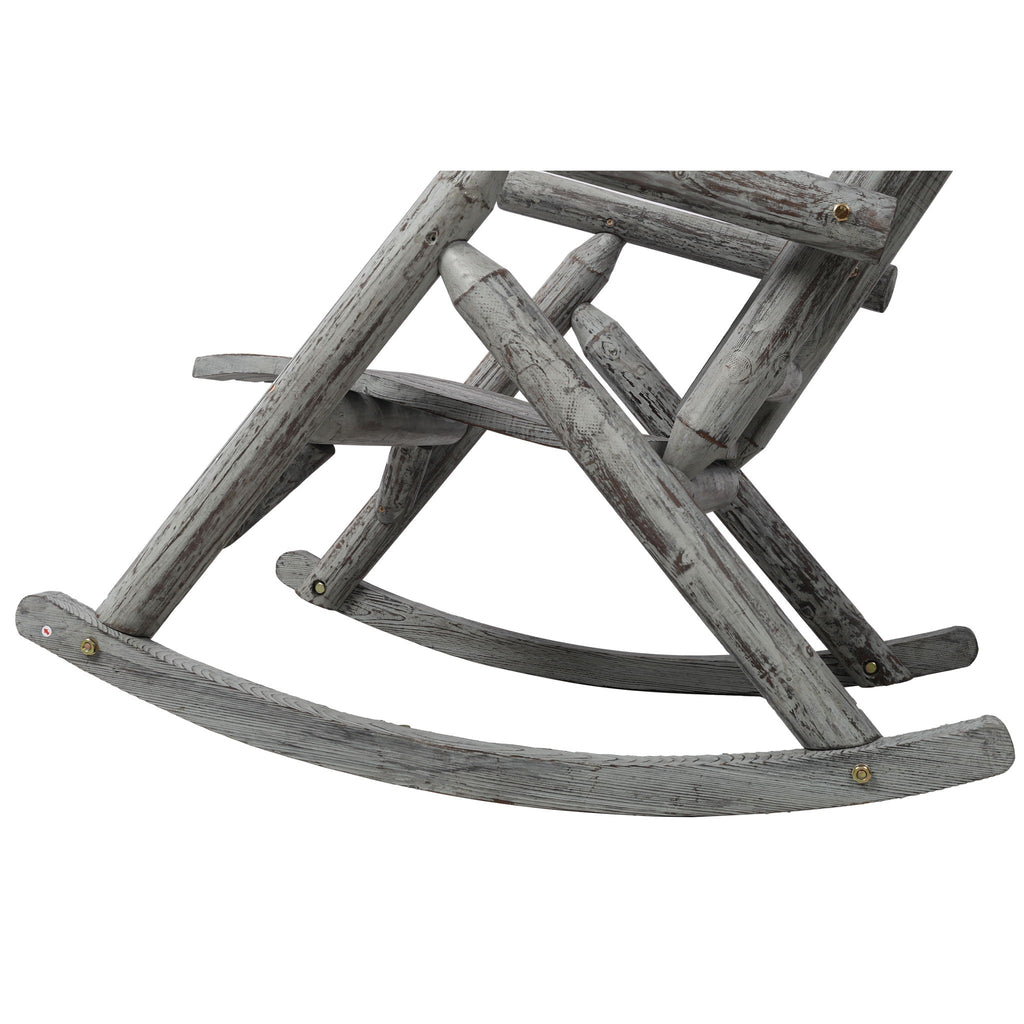 Durable Wooden Porch Rocker, Fir Log Rocking Chair