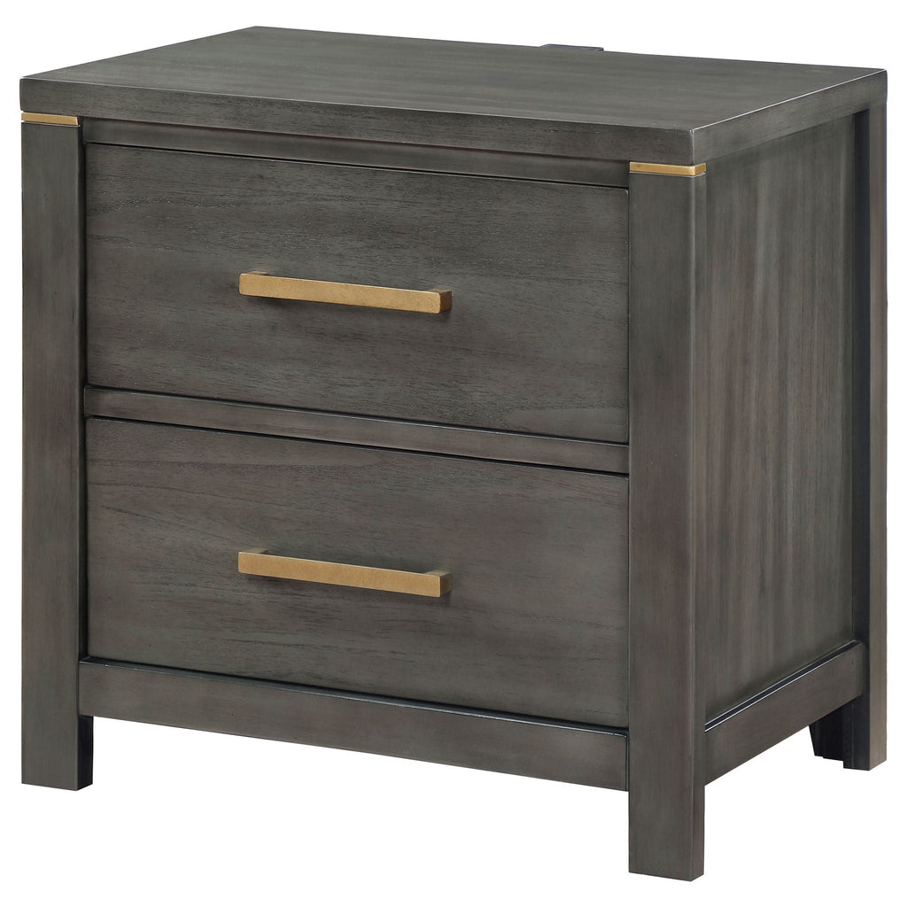 Herndon - 2 Drawer Nightstand With USB Port, Storage Furniture - Gray