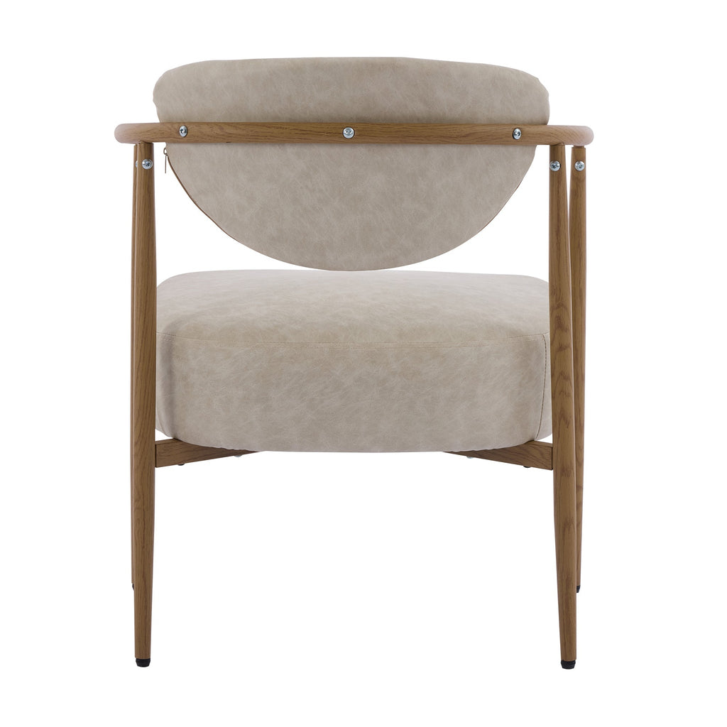Beige PU Leather Dining Room Chair with Metal Frame