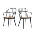 Industrial Inspired Indoor Dining Chair With Metal Legs And Birch (Set of 2) - Black / Natural