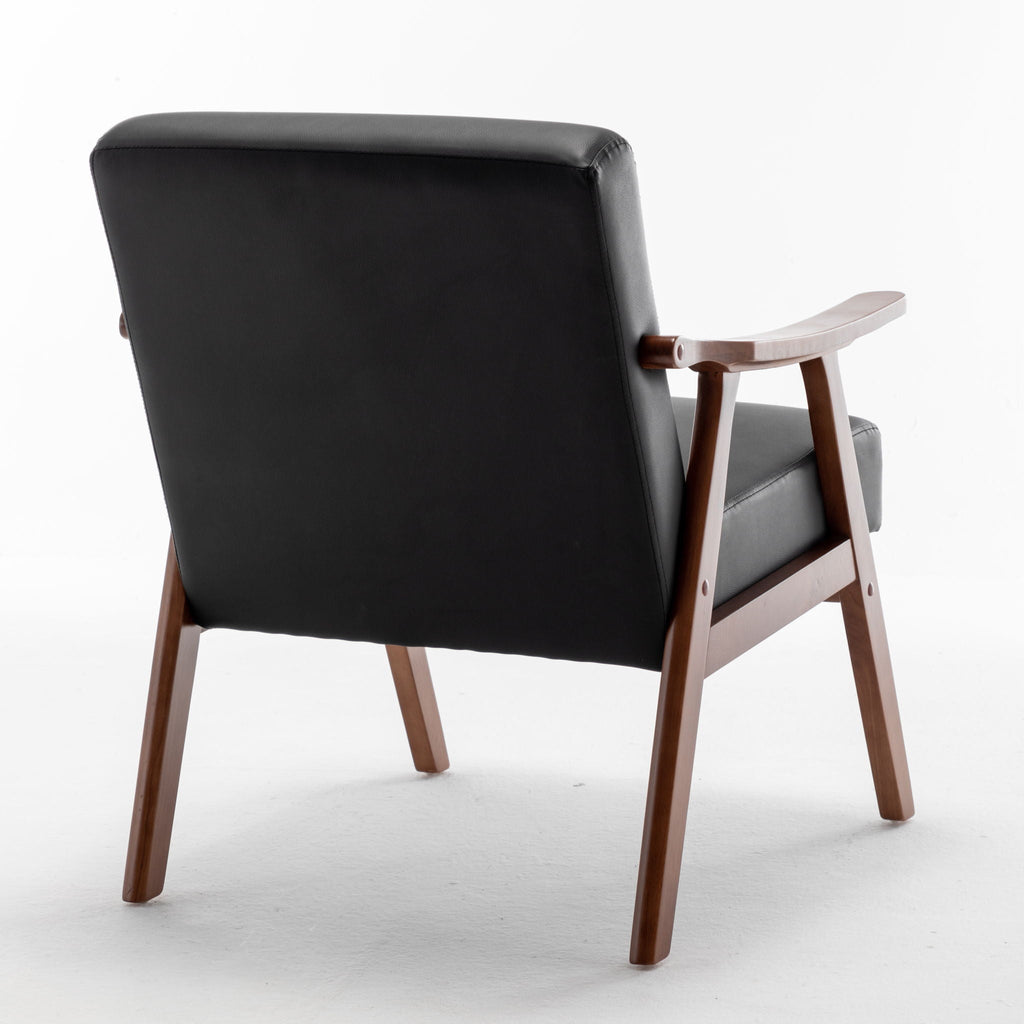 Mid Century Modern Accent Chair With Solid Wood Frame And Extra Thick Backrest