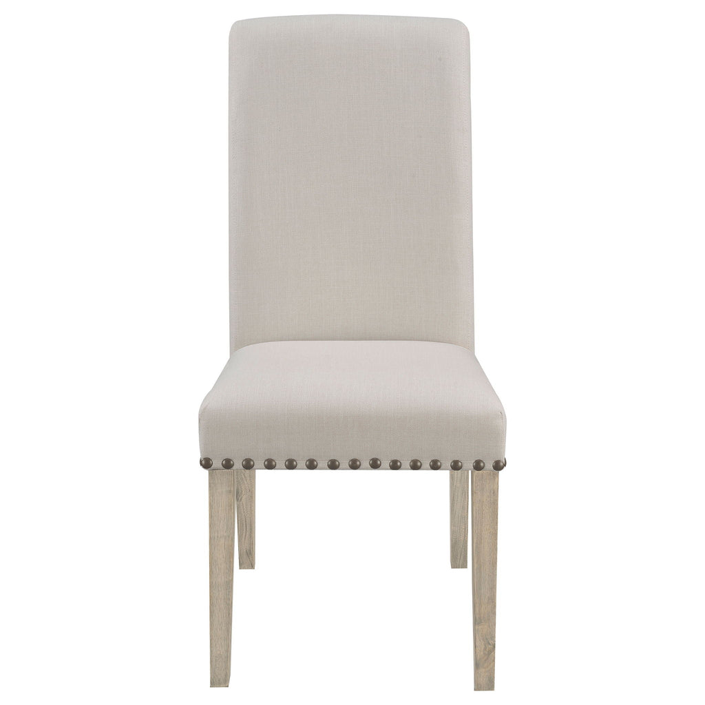 Upholstered Dining Chair With Rolled Edge Seat Back (Set of 2) - Beige