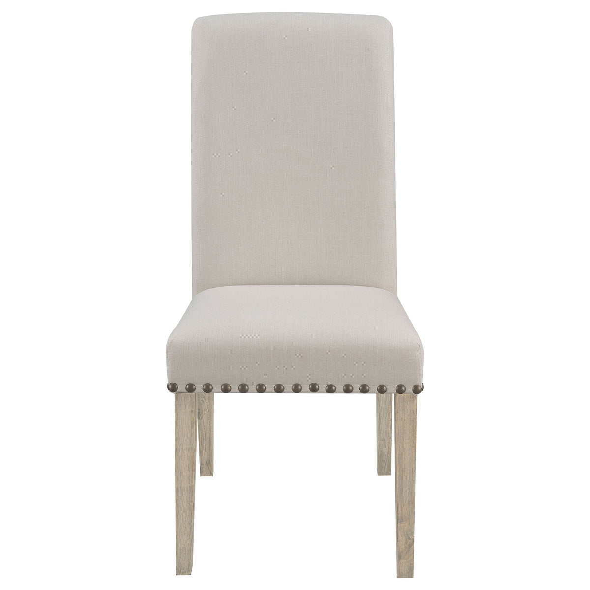 Upholstered Dining Chair With Rolled Edge Seat Back (Set of 2) - Beige