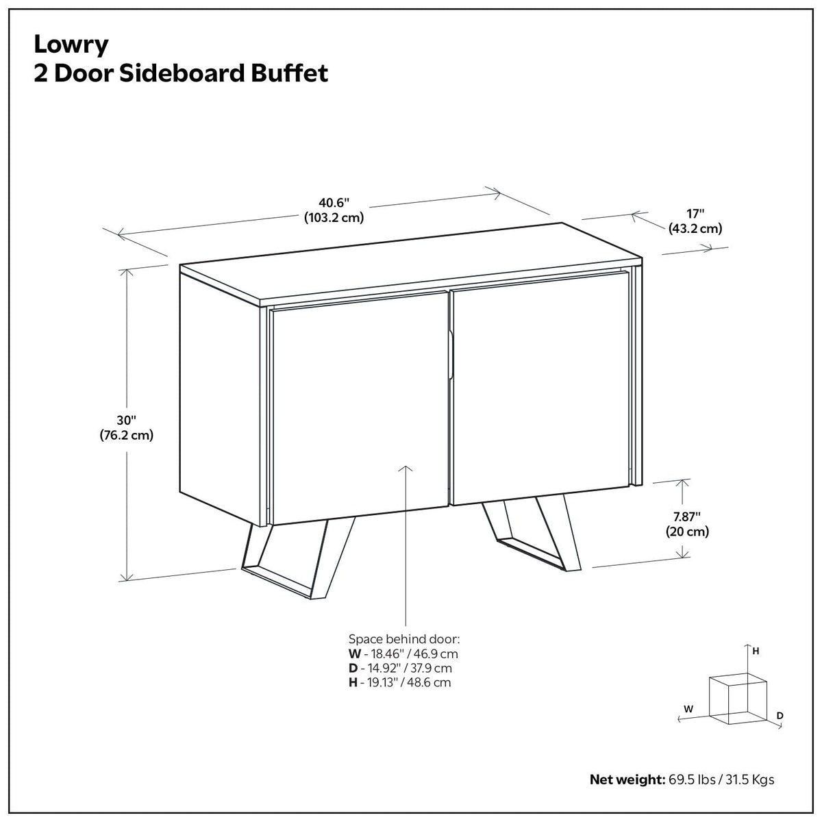 Lowry - 2 Door Sideboard Buffet - Brown