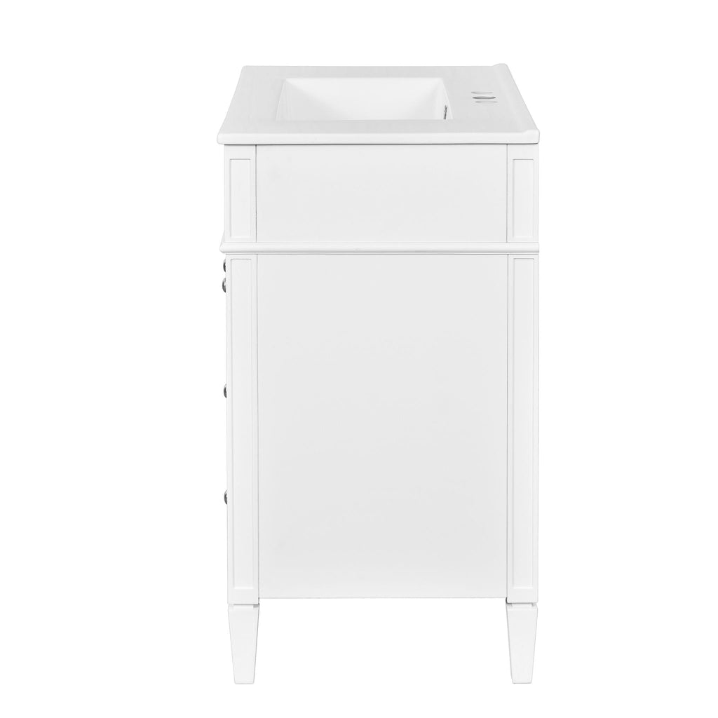 Bathroom Vanity With Top Sink, 2 Drawers & Tip Out Drawer
