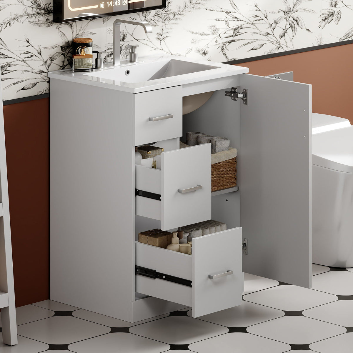 Bathroom Vanity With Under Mount Sink, 2 Drawers And Soft Closing Door